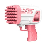 HBASD 32 Holes Bubble Machine Bubble Gun Toys for Boys Girls Over 3 Years, Electric Soap Bubble Toys (Pink)